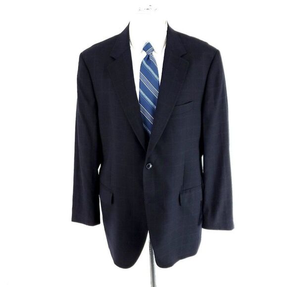 Dolce & Gabbana Virgin Wool 2 Button‎ Blazer 44R Blue W/ Brown Windowpane - Picture 3 of 10